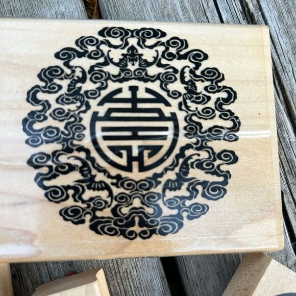 Vintage Asian-Inspired Wooden Stamp Set - Picture 3 of 16
